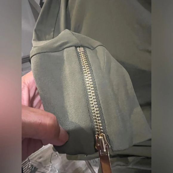 Marc NY Andrew Marc military green long sleeve waist tie dress size 10 - Picture 4 of 8